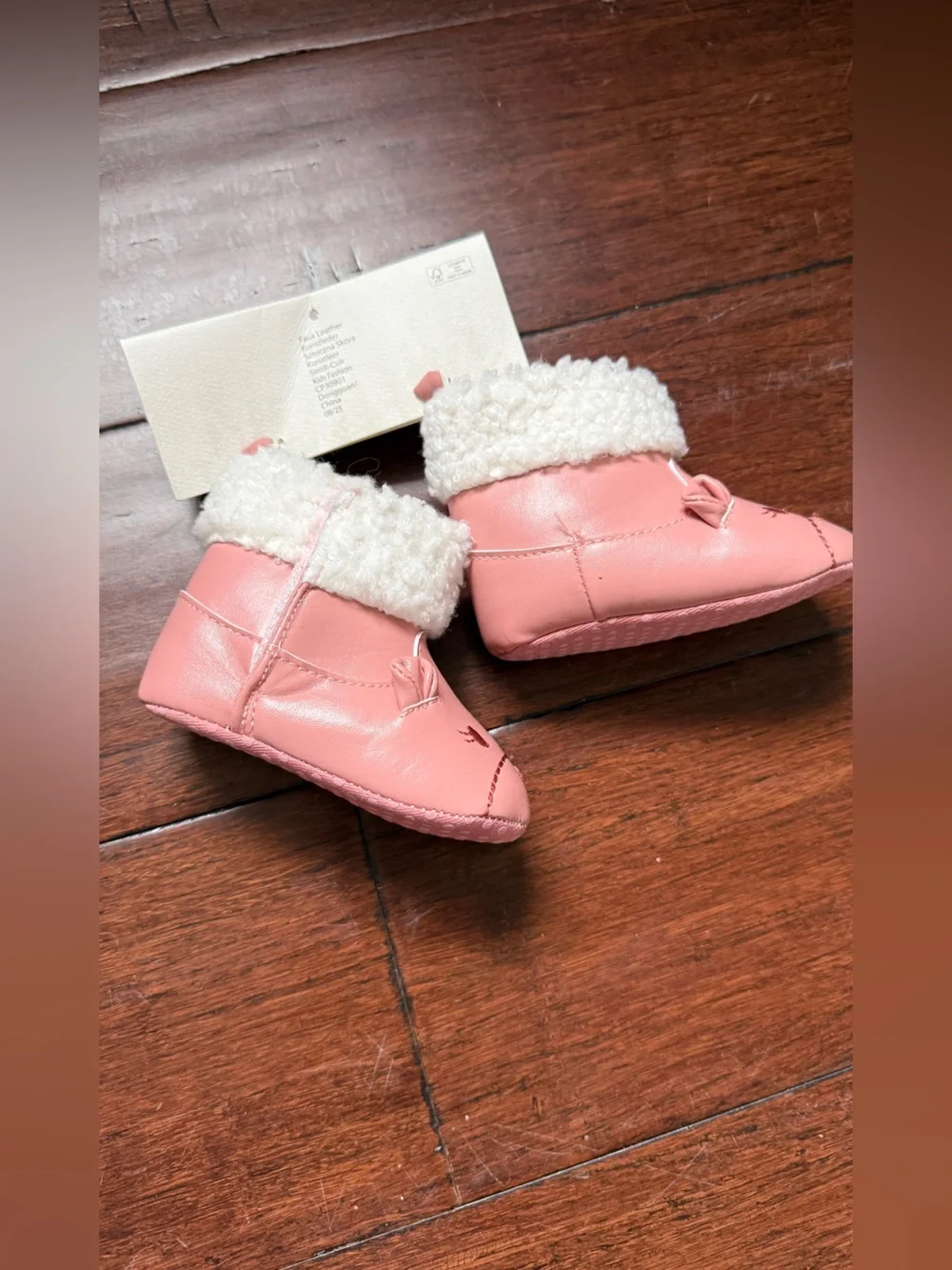 Pink Faux-Fur Lined Baby Booties